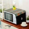 Geometric Pattern Quilted Cotton Oven Cover – Modern Kitchen Protector with Side Pockets