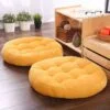 Yellow Pair of Round Floor Cushion Ball Fiber Filled – Soft and Plush Floor Pillows