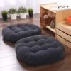 Graphite Pair of Round Floor Cushion Ball Fiber Filled – Soft and Plush Floor Pillows