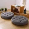 Grey Pair of Round Floor Cushion Ball Fiber Filled – Soft and Plush Floor Pillows