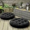 Dark Graphite Pair of Round Floor Cushion Ball Fiber Filled – Soft and Plush Floor Pillows