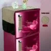 Cotton Quilted Fridge Top Cover Set with Side Pockets and Handle Covers