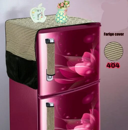 Cotton Quilted Fridge Top Cover Set with Side Pockets and Handle Covers