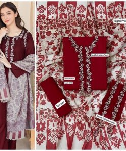 Ladies 3PC Fancy Lawn Suit - Signature Grace Design 303