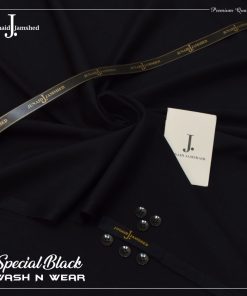 J. Style Black Wash and Wear Unstitched Suit