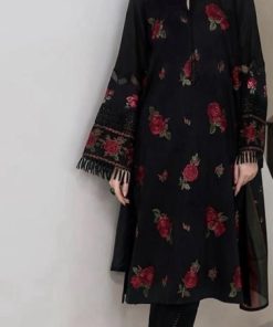 Khaadi 3 Piece Summer Lawn Suit – Heavy Embroidered Front with Chiffon Dupatta and Daman Patch