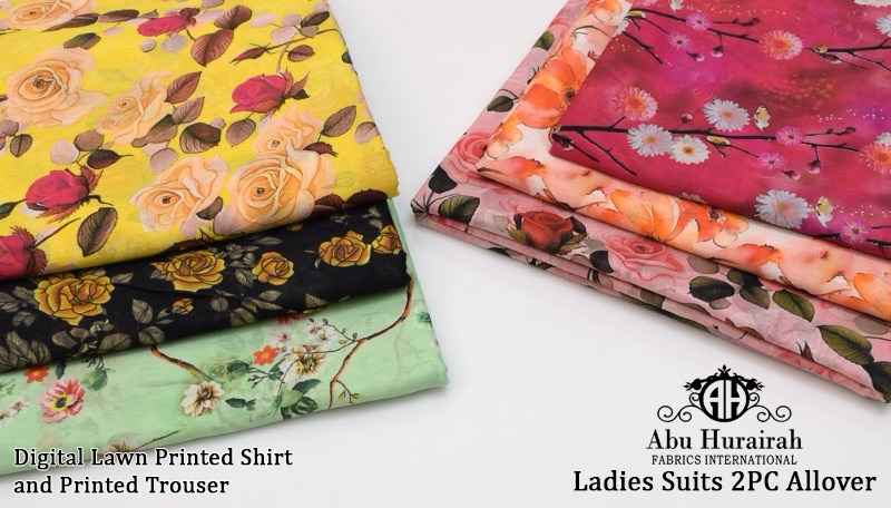 Ladies Lawn 2PC Allover Digital Printed Suit – Soft, Elegant & Breathable | Abu Hurairah Fabrics