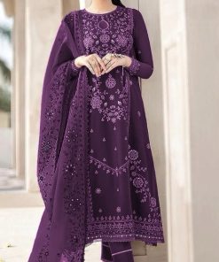 Cross Stitch 3 Piece Embroidered Lawn Suit with Fancy Cut Dupatta