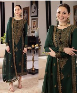 Asim Jofa Inspired Green 3PC Embroidered Suit – Elegant Festive Wear