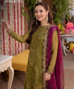 Asim Jofa AJ-302 | 3PC Heavy Embroidered Lawn Suit – Summer Collection 2025