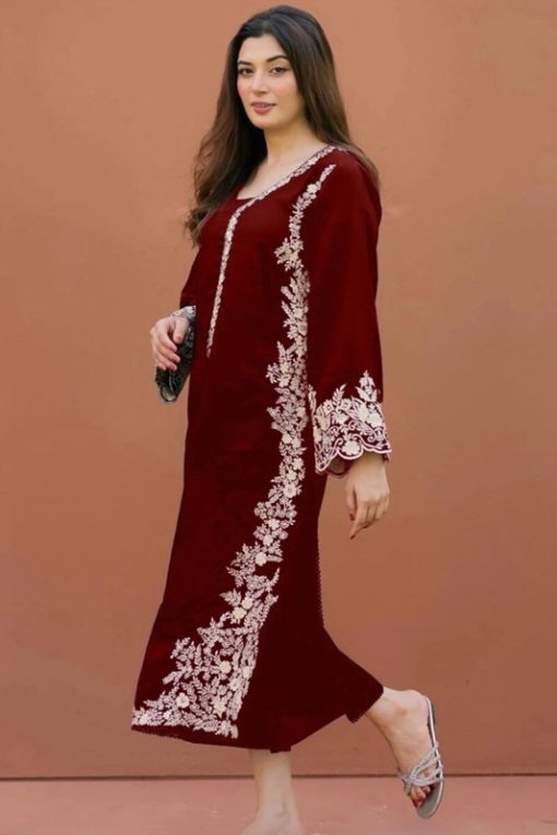 MariaB 2PC Summer Lawn Suit – Front Embroidered Shirt & Sleeves with Plain Trouser