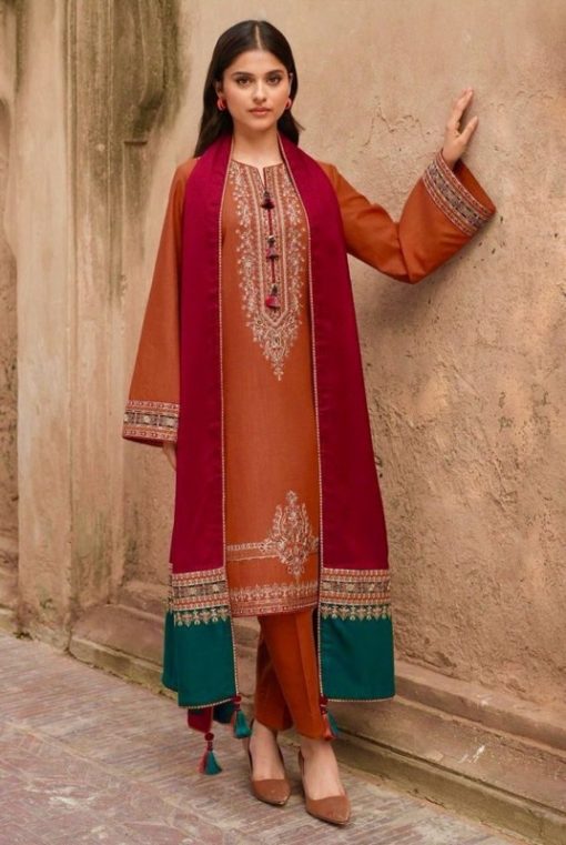Elegant embroidered unstitched 3-piece lawn suit for women in summer collection - Style #044