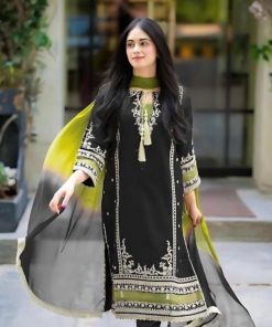 Omal by Komal Inspired Black 3PC Embroidered Suit – Luxury Formal Wear in Classic Black