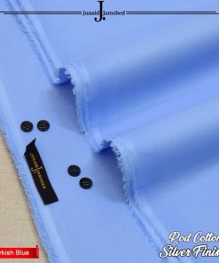 J. Pure Sky Cotton Suit for Men – Unstitched Summer Fabric with Branded Poly Bag