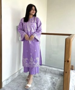 Light purple embroidered 2PC lawn suit for summer 2025