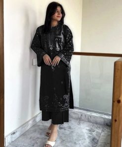 Black embroidered 2PC lawn suit for summer 2025