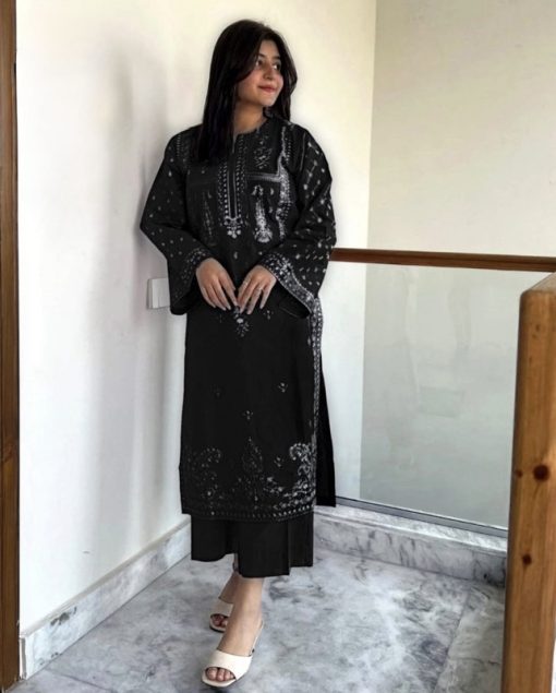 Black embroidered 2PC lawn suit for summer 2025