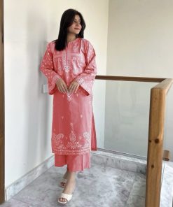 Pink embroidered 2PC lawn suit for summer 2025