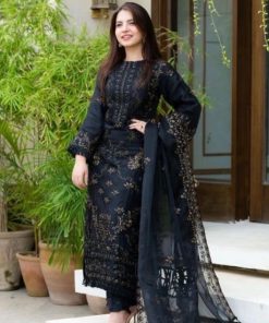 Maria B Inspired Heavy Embroidered 3PC Suit – Bamber Chiffon Dupatta | Big Sale