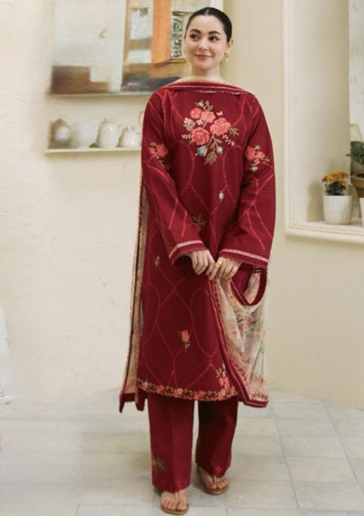 Zara Shahjahan 3PC Summer Lawn Suit – Heavy Embroidered Shirt & Sleeves, Plain Trouser with Tarkashi Voile Dupatta