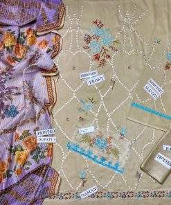 Shop Zara Shahjahan 3 Piece Summer Lawn Suit from the 2025 collection. Features heavy embroidery, plain trouser, and tarkashi voile dupatta in breathable lawn.