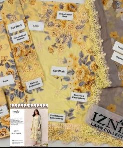 Shop Iznik 3 Piece Lawn Suit in Light Yellow