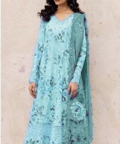 Iznik 3 Piece Sea Green Lawn Suit – Chikankari Shirt with Digital Printed Dupatta & Embroidered Borders