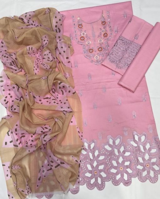 Mushq MS-03 3 Piece Lawn Suit with embroidered front,