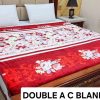 Fleece AC blanket for double bed 89x90 inch Print 4, lightweight, breathable, washable, perfect for AC summer use