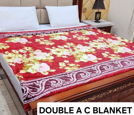 Fleece AC blanket for double bed 89x90 inch Print 2, lightweight, breathable, washable, perfect for AC summer use
