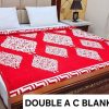 Fleece AC blanket for double bed 89x90 inch Print 9, lightweight, breathable, washable, perfect for AC summer use