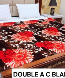 Fleece AC blanket for double bed 89x90 inch Print 17, lightweight, breathable, washable, perfect for AC summer use