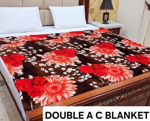Fleece AC blanket for double bed 89x90 inch Print 17, lightweight, breathable, washable, perfect for AC summer use