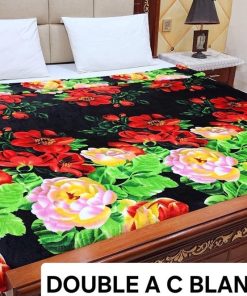 Fleece AC blanket for double bed 89x90 inch Print 10, lightweight, breathable, washable, perfect for AC summer use