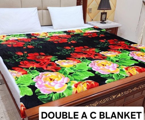 Fleece AC blanket for double bed 89x90 inch Print 10, lightweight, breathable, washable, perfect for AC summer use
