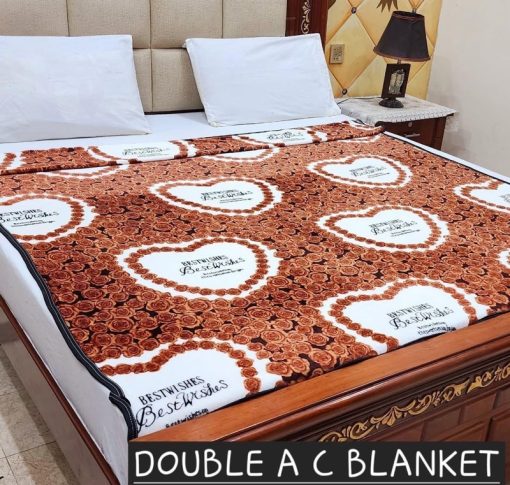 Fleece AC blanket for double bed 89x90 inch Print 1, lightweight, breathable, washable, perfect for AC summer use