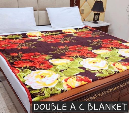 Fleece AC blanket for double bed 89x90 inch Print 11, lightweight, breathable, washable, perfect for AC summer use