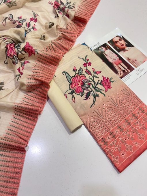Bareeze 3 Piece Lawn Suit – BR-01 Featuring Digital Print with Embroidery & Chikankari Style Lawn Dupatta