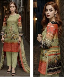 Bareeze BR-02 3 Piece Lawn Suit – Digital Printed Shirt with Chikankari Embroidery & Dupatta