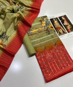 Bareeze 3 Piece Lawn Suit – BR-02 Featuring Digital Print with Embroidery & Chikankari Style Lawn Dupatta