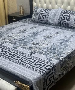 3D Crystal Cotton Bedsheet Design 123 with King Size comfortAbu Hurairah Fabrics