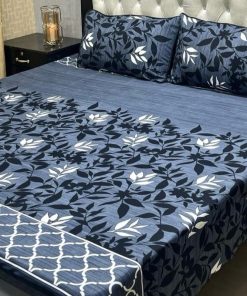 3D Crystal Cotton Bedsheet Design 116 with King Size comfortAbu Hurairah Fabrics