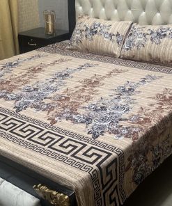 3D Crystal Cotton Bedsheet Design 114 with King Size comfortAbu Hurairah Fabrics
