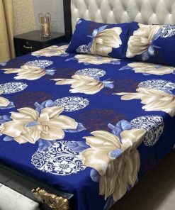 3D Crystal Cotton Bedsheet Design 124 with King Size comfortAbu Hurairah Fabrics