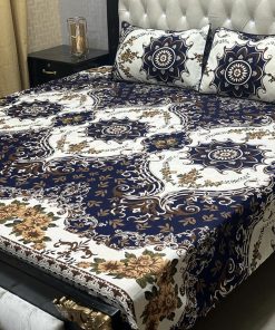 3D Crystal Cotton Bedsheet Design 109 with King Size comfortAbu Hurairah Fabrics