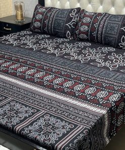 3D Crystal Cotton Bedsheet Design 113 with King Size comfortAbu Hurairah Fabrics