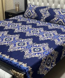 3D Crystal Cotton Bedsheet Design 121 with King Size comfortAbu Hurairah Fabrics