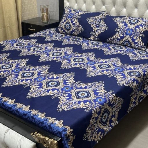 3D Crystal Cotton Bedsheet Design 121 with King Size comfortAbu Hurairah Fabrics