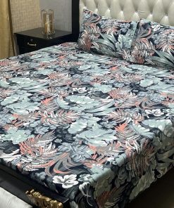 3D Crystal Cotton Bedsheet Design 108 with King Size comfortAbu Hurairah Fabrics