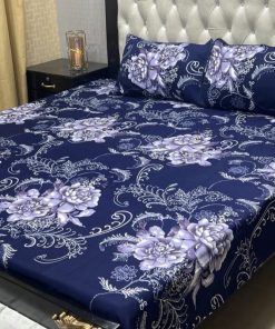 3D Crystal Cotton Bedsheet Design 117 with King Size comfortAbu Hurairah Fabrics